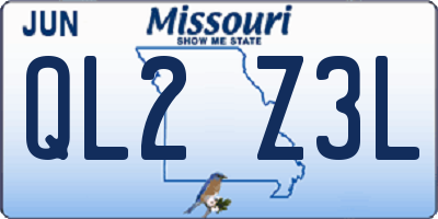 MO license plate QL2Z3L