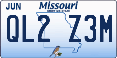 MO license plate QL2Z3M