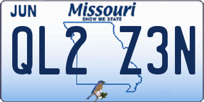 MO license plate QL2Z3N