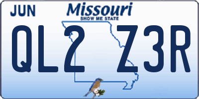 MO license plate QL2Z3R