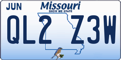 MO license plate QL2Z3W