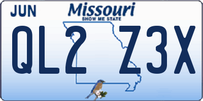 MO license plate QL2Z3X