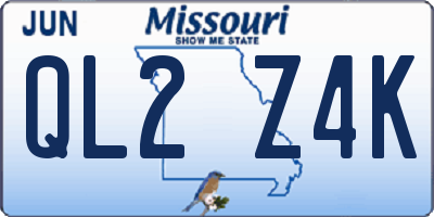 MO license plate QL2Z4K
