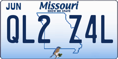 MO license plate QL2Z4L