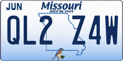 MO license plate QL2Z4W