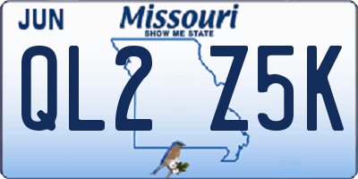 MO license plate QL2Z5K