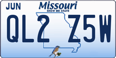 MO license plate QL2Z5W