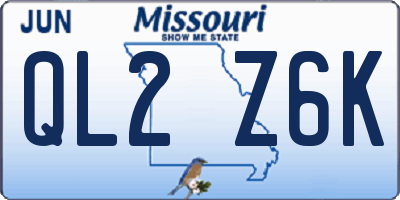 MO license plate QL2Z6K