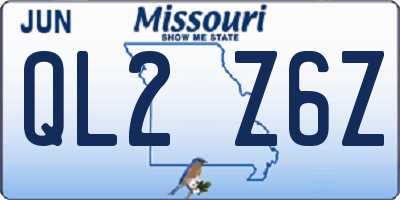 MO license plate QL2Z6Z
