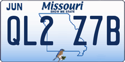 MO license plate QL2Z7B