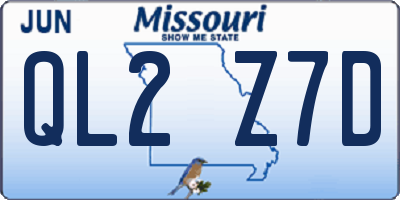 MO license plate QL2Z7D