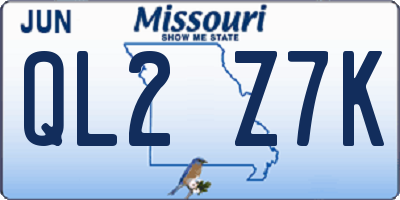MO license plate QL2Z7K