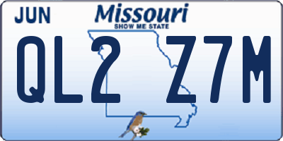 MO license plate QL2Z7M