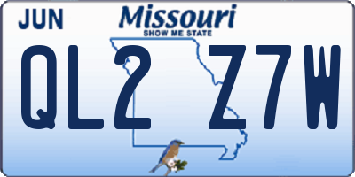MO license plate QL2Z7W
