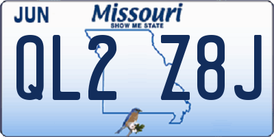 MO license plate QL2Z8J
