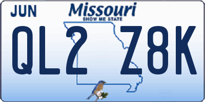 MO license plate QL2Z8K