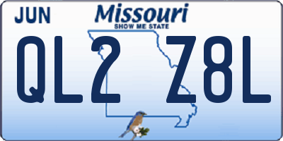 MO license plate QL2Z8L