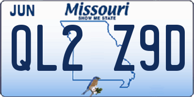MO license plate QL2Z9D