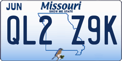 MO license plate QL2Z9K