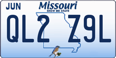 MO license plate QL2Z9L