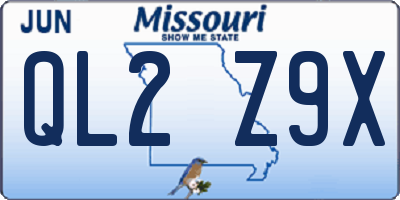 MO license plate QL2Z9X