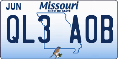 MO license plate QL3A0B