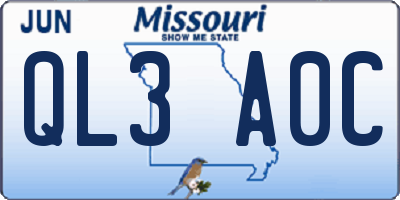 MO license plate QL3A0C