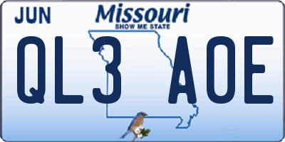 MO license plate QL3A0E