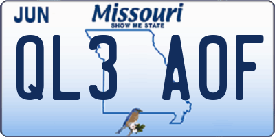MO license plate QL3A0F