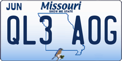 MO license plate QL3A0G
