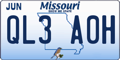 MO license plate QL3A0H