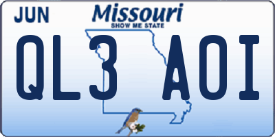 MO license plate QL3A0I