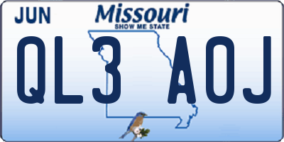MO license plate QL3A0J