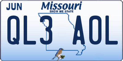 MO license plate QL3A0L