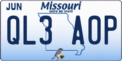 MO license plate QL3A0P