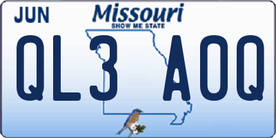 MO license plate QL3A0Q