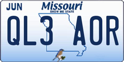 MO license plate QL3A0R