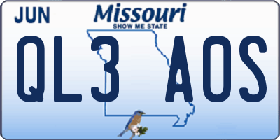 MO license plate QL3A0S