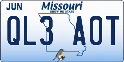 MO license plate QL3A0T