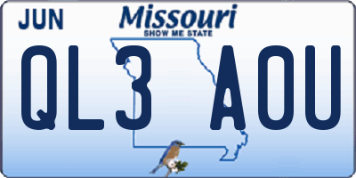MO license plate QL3A0U