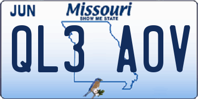 MO license plate QL3A0V