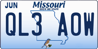 MO license plate QL3A0W