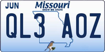 MO license plate QL3A0Z