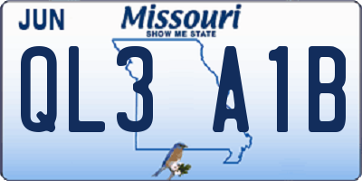 MO license plate QL3A1B