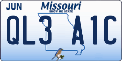 MO license plate QL3A1C