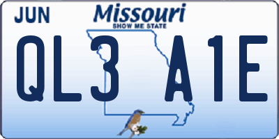 MO license plate QL3A1E