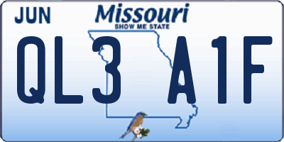 MO license plate QL3A1F