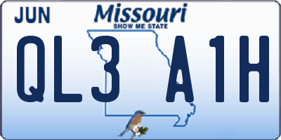 MO license plate QL3A1H