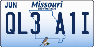 MO license plate QL3A1I