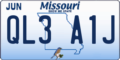 MO license plate QL3A1J